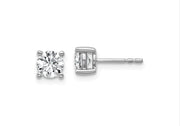 14k White Gold 1 carat total weight Round VS/SI GH Lab Grown Diamond 4 Prong Stud Post Earrings