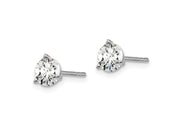 14k White Gold 1 carat total weight Round VS/SI DEF Lab Grown Diamond 3 Prong Stud Post Earrings