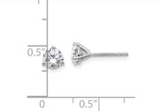 14k White Gold 1 carat total weight Round VS/SI DEF Lab Grown Diamond 3 Prong Stud Post Earrings