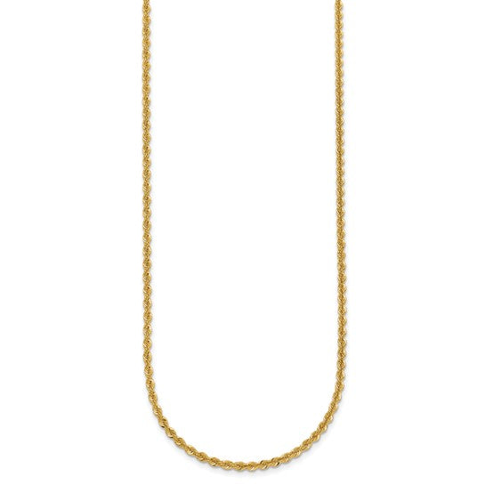 Herco 18K Yellow Gold Polished 2.5mm Solid Rope Chain Necklace