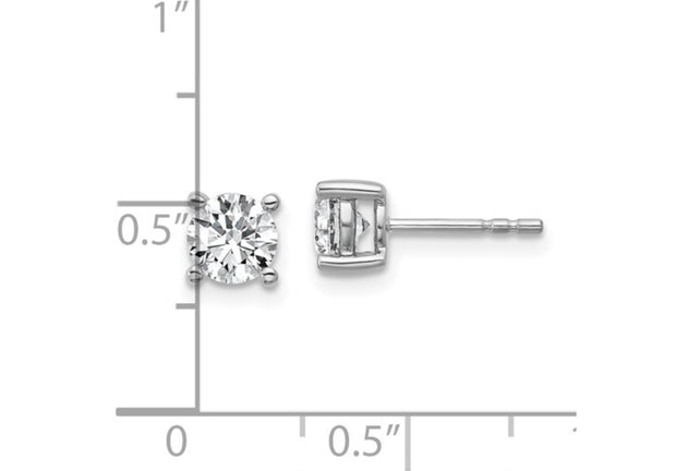 14k White Gold 1 carat total weight Round VS/SI GH Lab Grown Diamond 4 Prong Stud Post Earrings