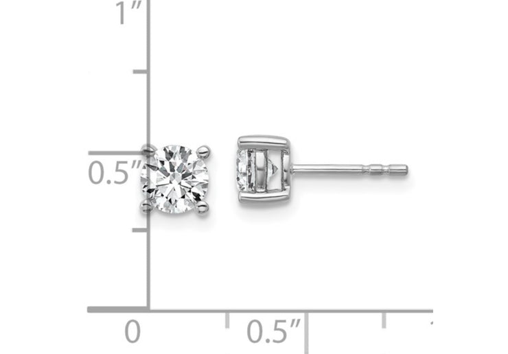 14k White Gold 1 carat total weight Round VS/SI GH Lab Grown Diamond 4 Prong Stud Post Earrings