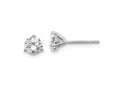 14k White Gold 1 carat total weight Round VS/SI DEF Lab Grown Diamond 3 Prong Stud Post Earrings