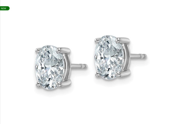 14KW TRUE ORIGIN Lab Grown 2 Ctw Diamond 8x6mm Oval VS DEF Earrings