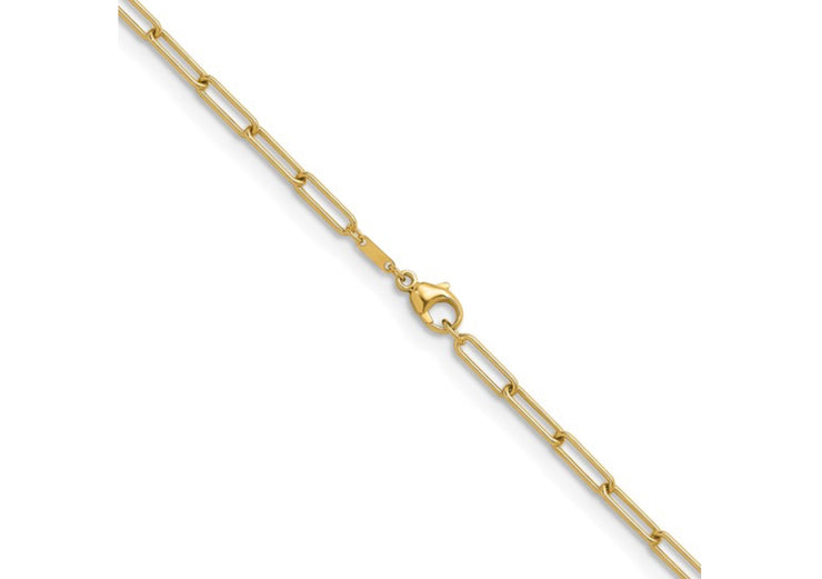 Herco 18K Polished 3.4mm Solid Paperclip Link 20 Inch Chain