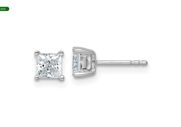 14KW TRUE ORIGIN Lab Grown Diamond 1ctw Princess VS DEF 4 Prong Earrings