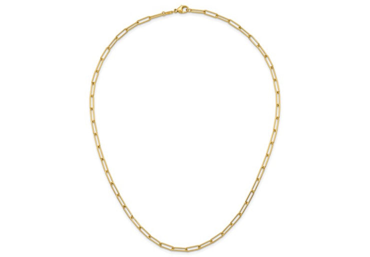 Herco 18K Polished 3.4mm Solid Paperclip Link 20 Inch Chain