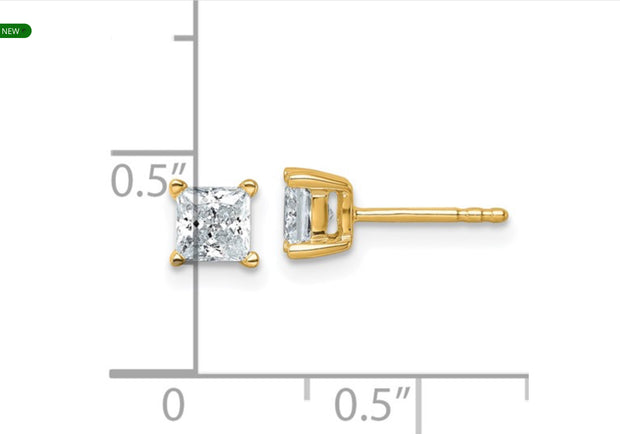 14K TRUE ORIGIN Lab Grown Diamond 1ctw Princess VS DEF 4 Prong Earrings