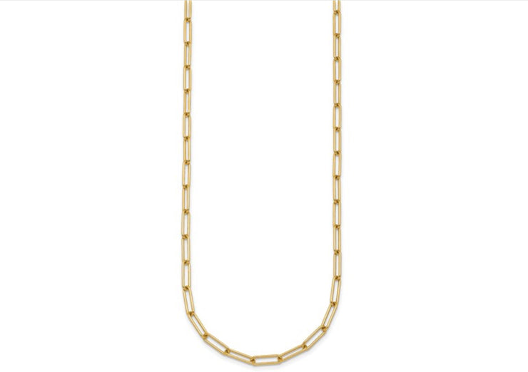 Herco 18K Polished 3.4mm Solid Paperclip Link 20 Inch Chain