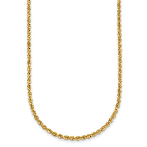 Herco 18K Yellow Gold Polished 2.5mm Solid Rope Chain Necklace