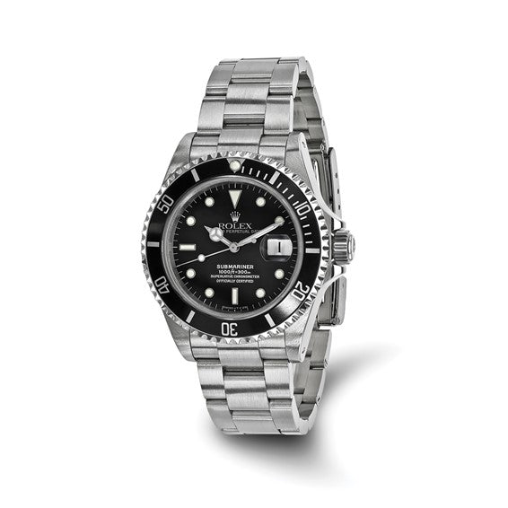 Swiss Crown™ USA Pre-owned Rolex-Independently Certified Steel Oyster 40mm Submariner Black Dial Watch