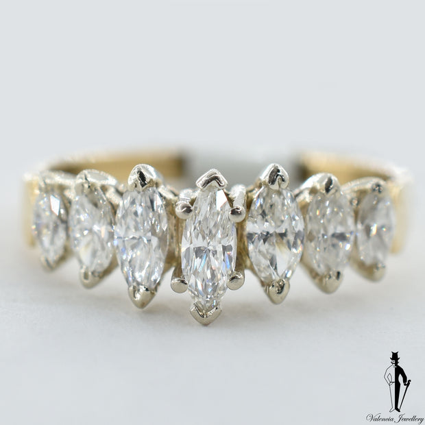 14K Yellow and White Gold SI2 Diamond (1.30 CT.) Seven Stone Diamond Ring
