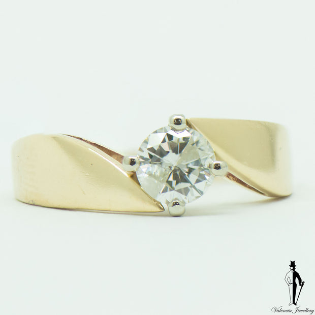 0.58 CT. (I2) Diamond Solitaire Ring in 14K Yellow and White Gold