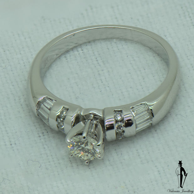 0.78 CT. (SI-SI2) Diamond Engagement Ring in 18K White Gold